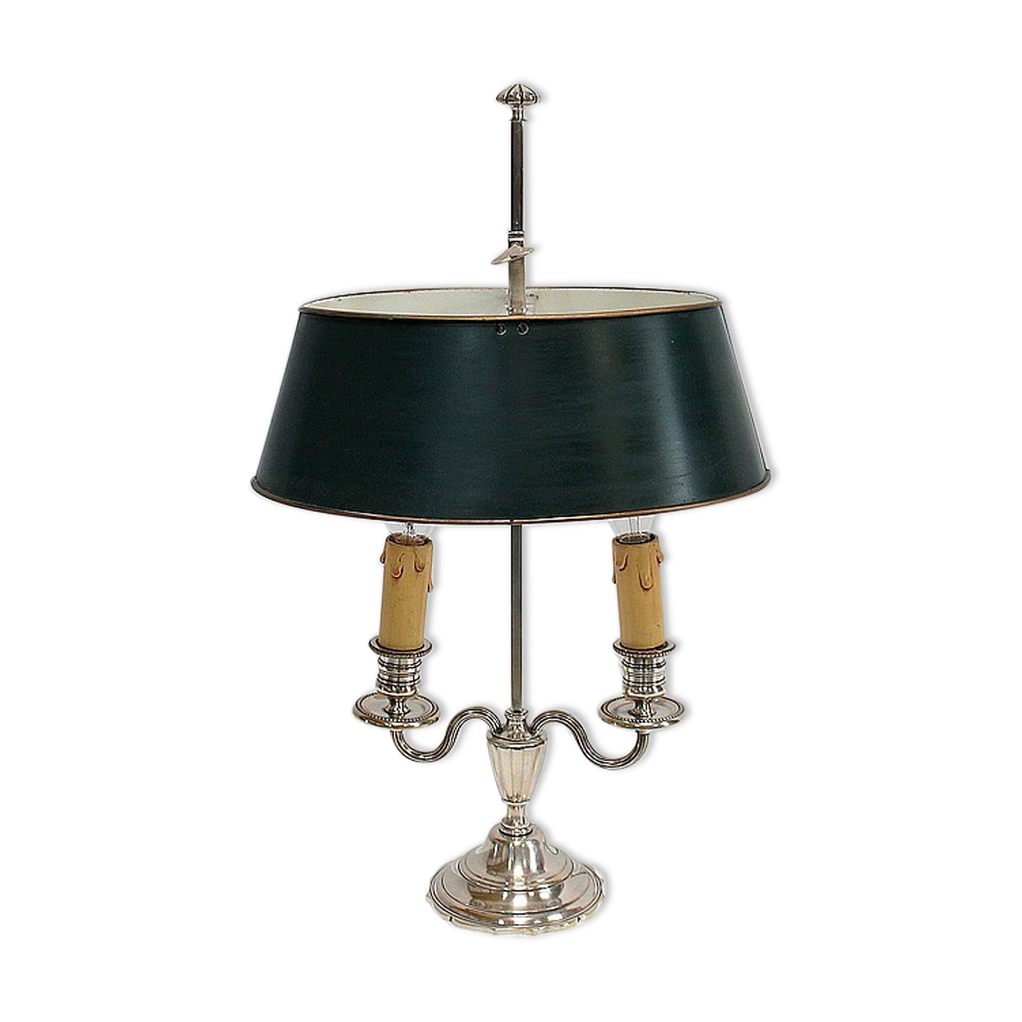 Bouillotte lamp in silver metal, empire style - early twentieth century