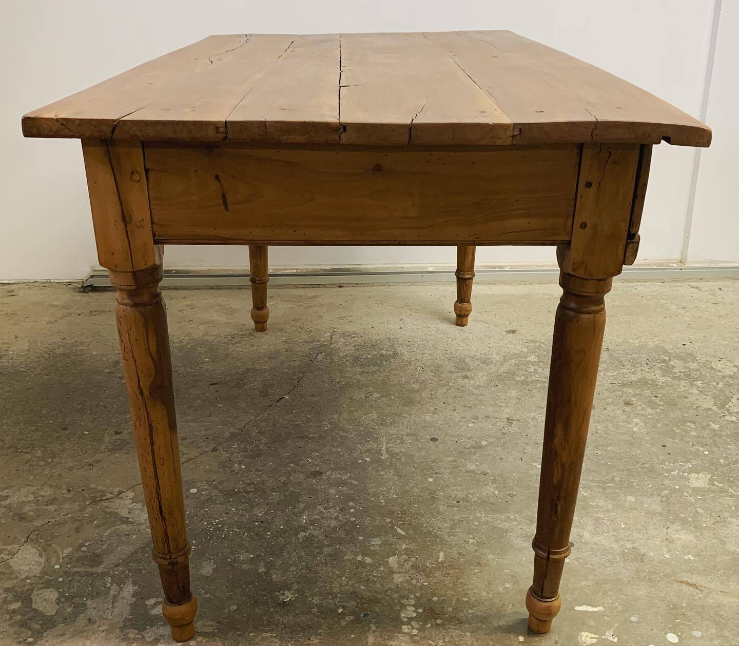 Old walnut farm table with pulls