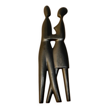 Midcentury design wall wood decoration / lovers, 1960s, Czechoslovakia