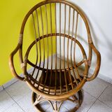 Vintage rattan swivel chair