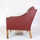 Fauteuil modèle 2207 en cuir rouge et cadre en chêne par Børge Mogensen des années 1960