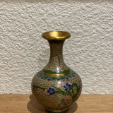 Antique vase with cloisonné enamel in brass