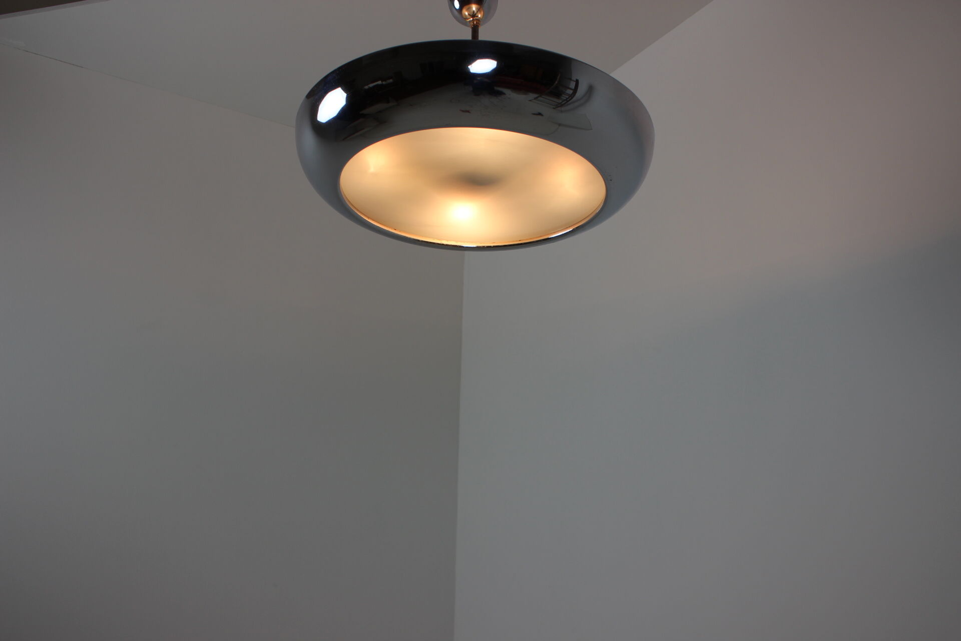 Functionalist chrome Pendant UFO by Josef Hurka for Napako, 1930s