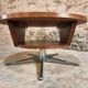 Vintage French Cherry Wood Coffee Table with Rotating Top - 1960s Round Shape on Iron Base Ø80cm