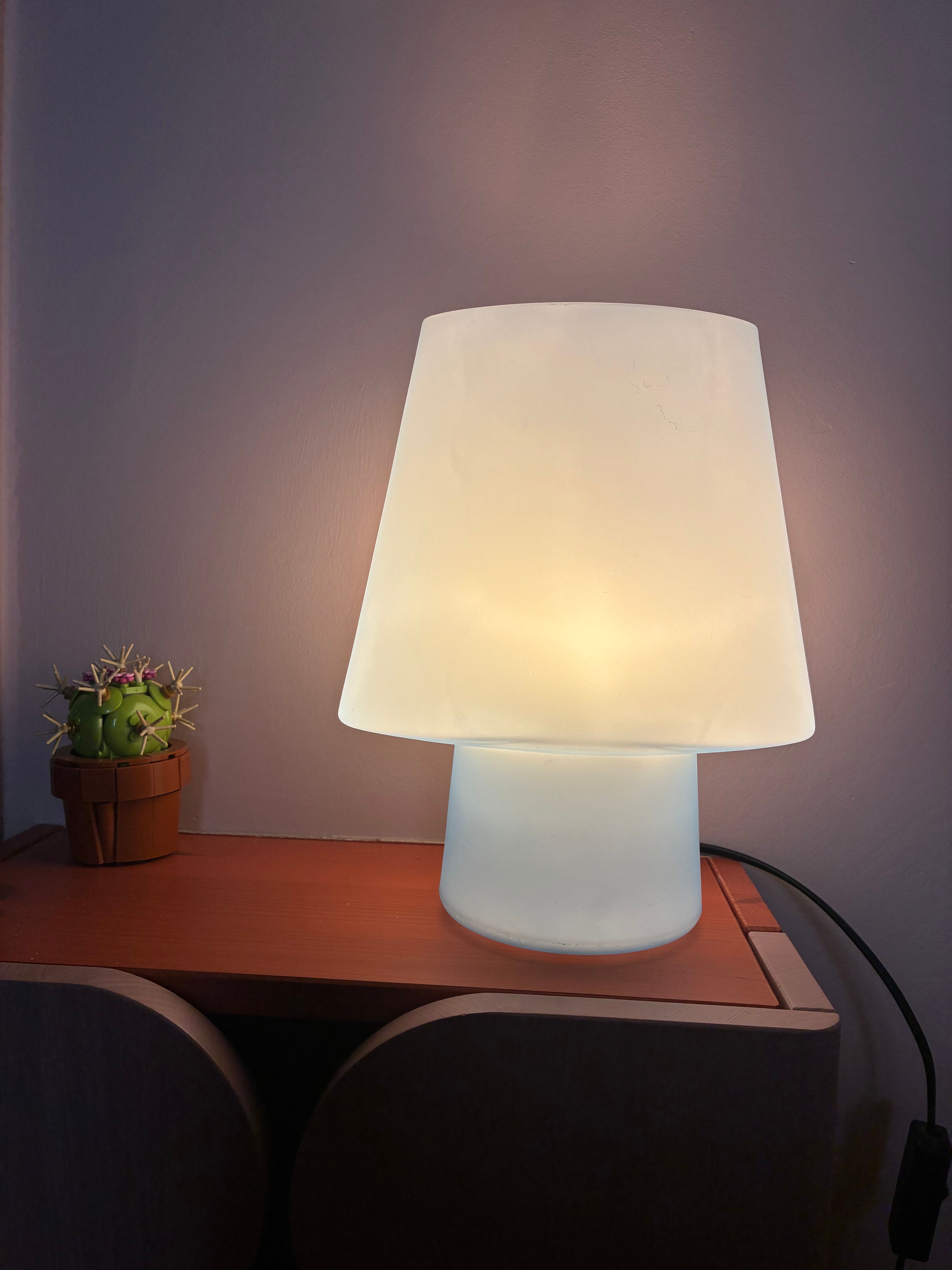 Lampe flore verre opaline Habitat 1990