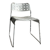 White Lacquered Steel Omstak Chair by Rodney Kinsman for Bieffeplast (1971) Industrial Sled Base