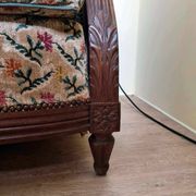 Louis XVI style bench circa 1900, geneva velvet tapestry with floral decorations
