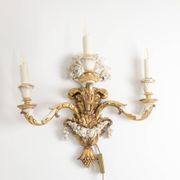 Pair of Louis XVI style wall lights in gilded and lacquered wood. Circa 1900.