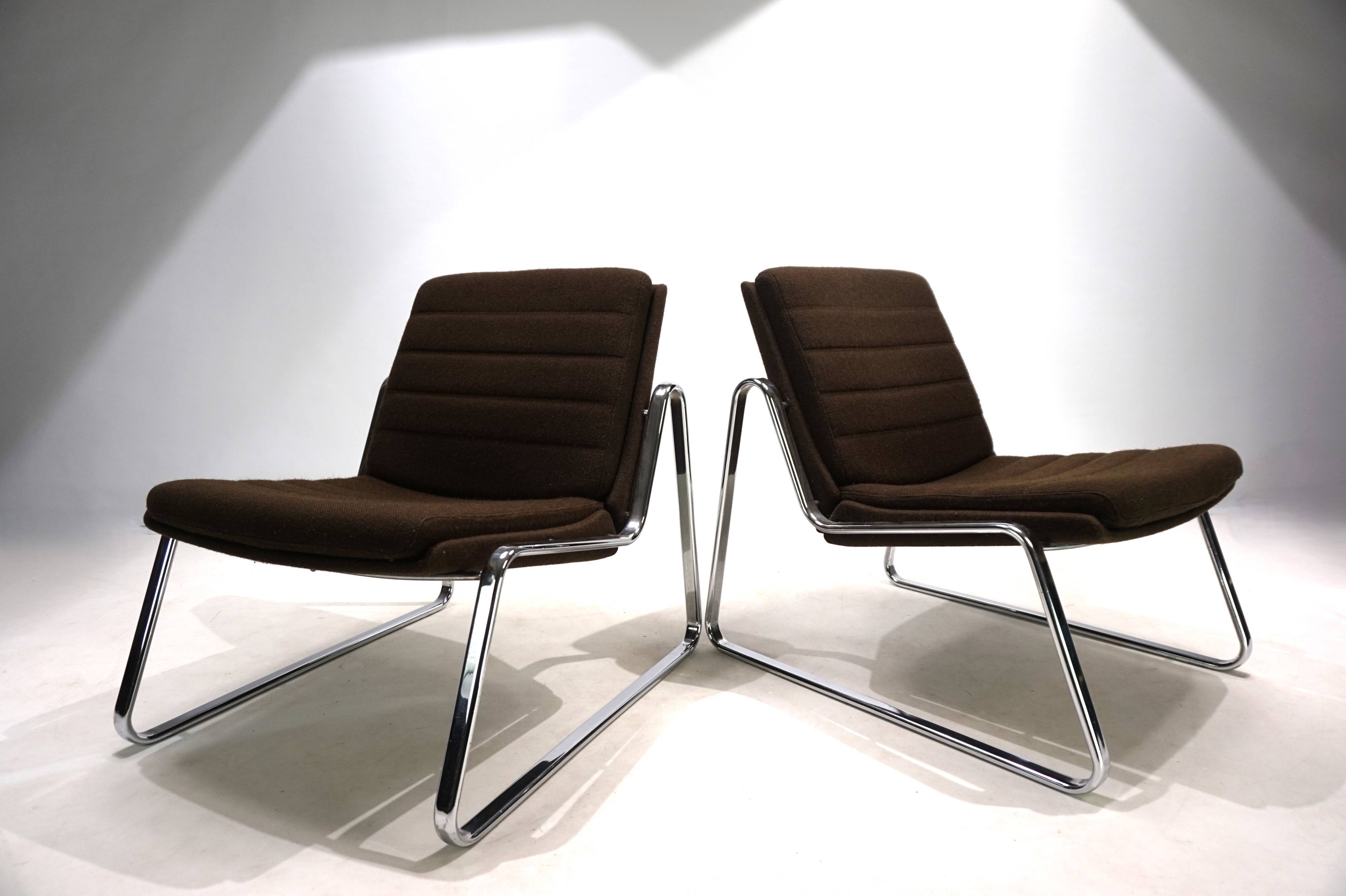 Set of two Drabert chrome lounge chairs by Gerd Lange, 1970