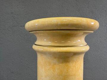 Vintage glazed ceramic pedestal column, marbled onyx & marble effect display stand, 20th century