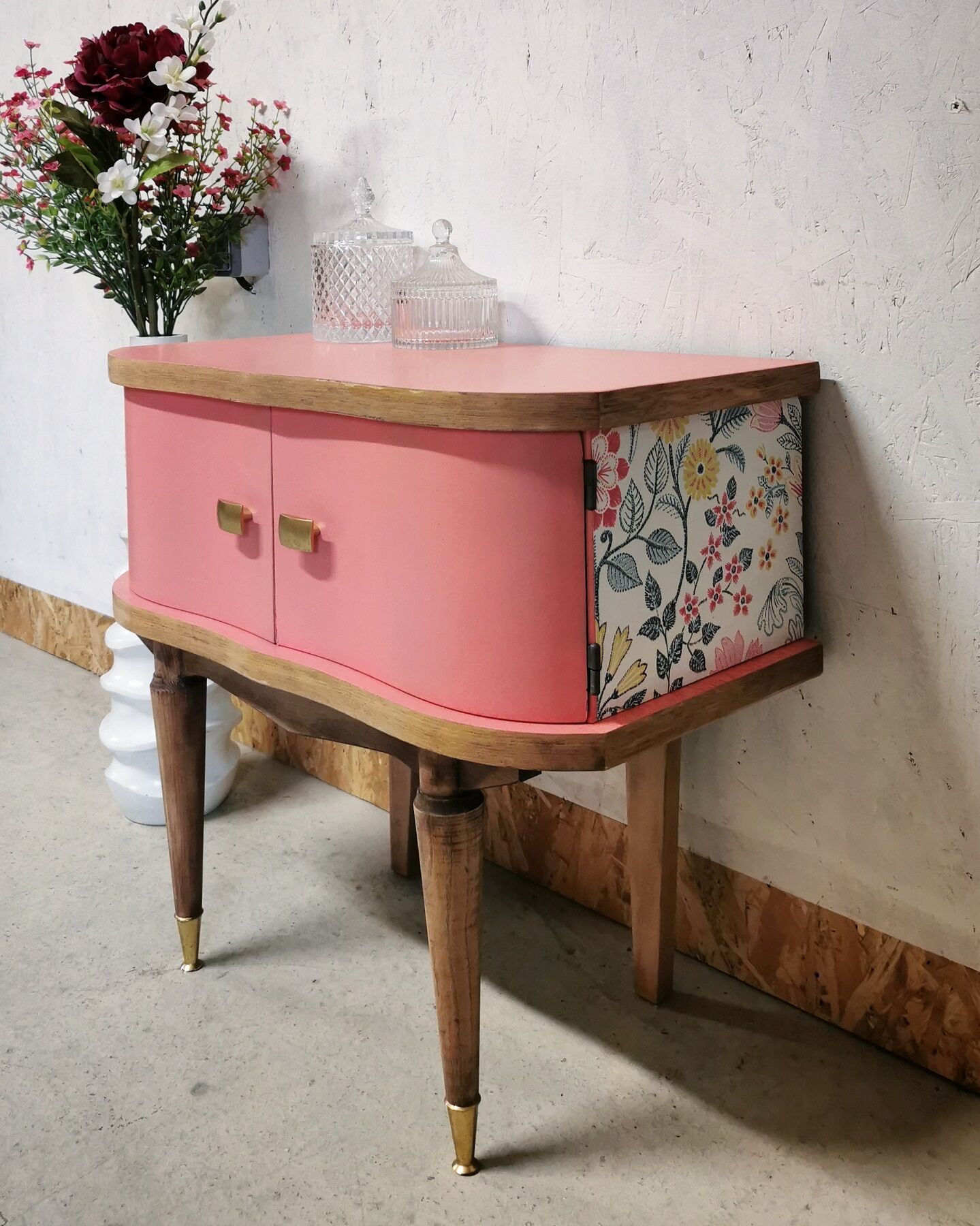 Powder pink vintage bedside