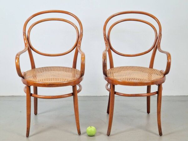 Chaises en osier en bois cintré par Jacob & Josef Kohn pour Wiener Werkstätte, Autriche, années 1890, ensemble de 2