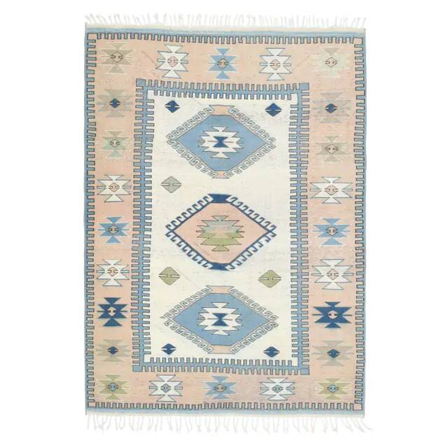 1970s Vintage Turkish Oushak Handmade Wool Cotton Beige Area Rug 185x259