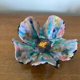 Antique Flower Shaped Multicolored Ceramic Empty Pocket Signed HC Vintage