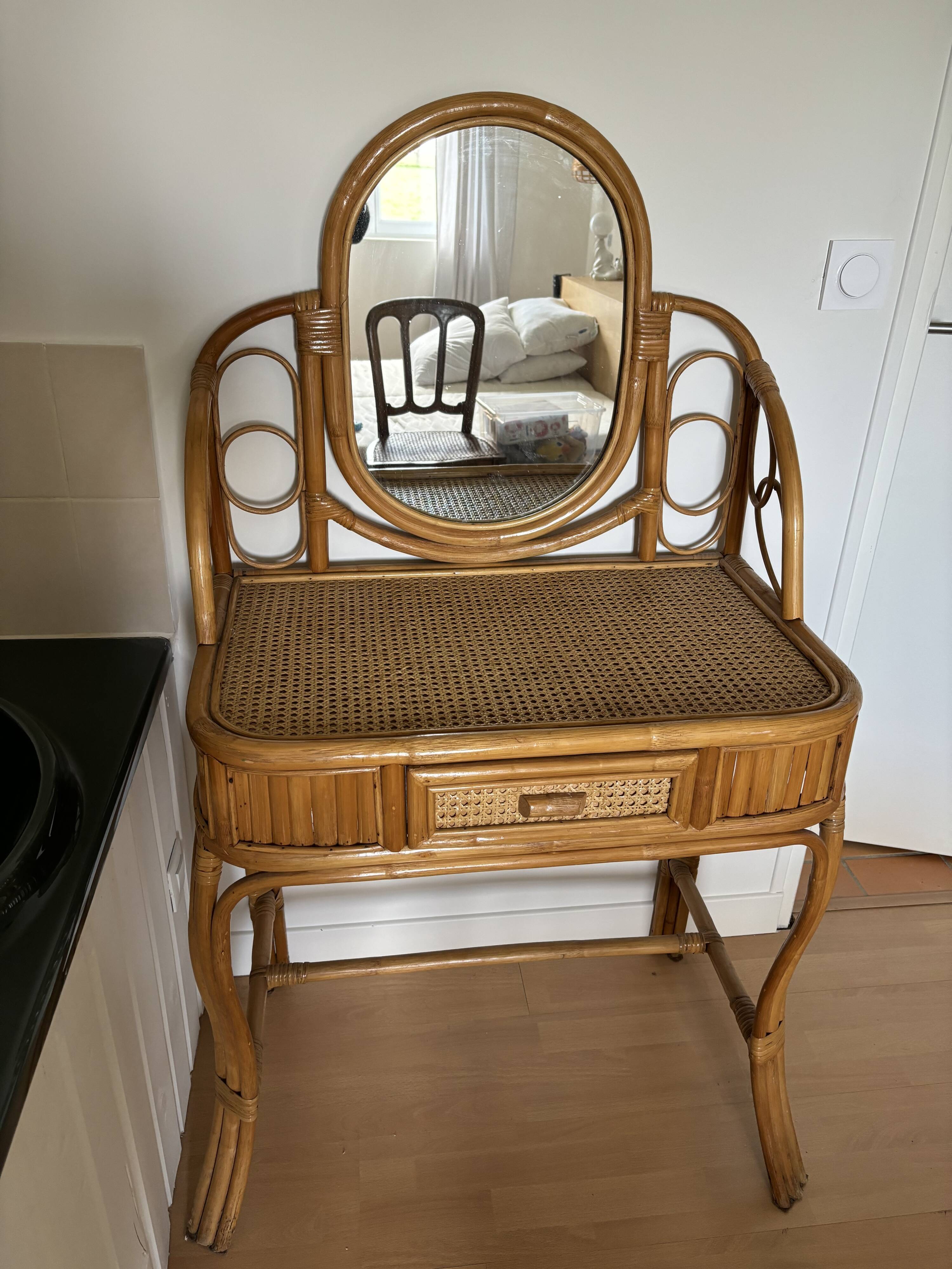 Bamboo rattan dressing table
