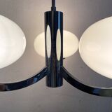 Space age glass and chrome chandelier, Italian design 1970