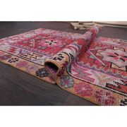 Vintage Turkish hand-knotted wool cotton red runner rug 83x362