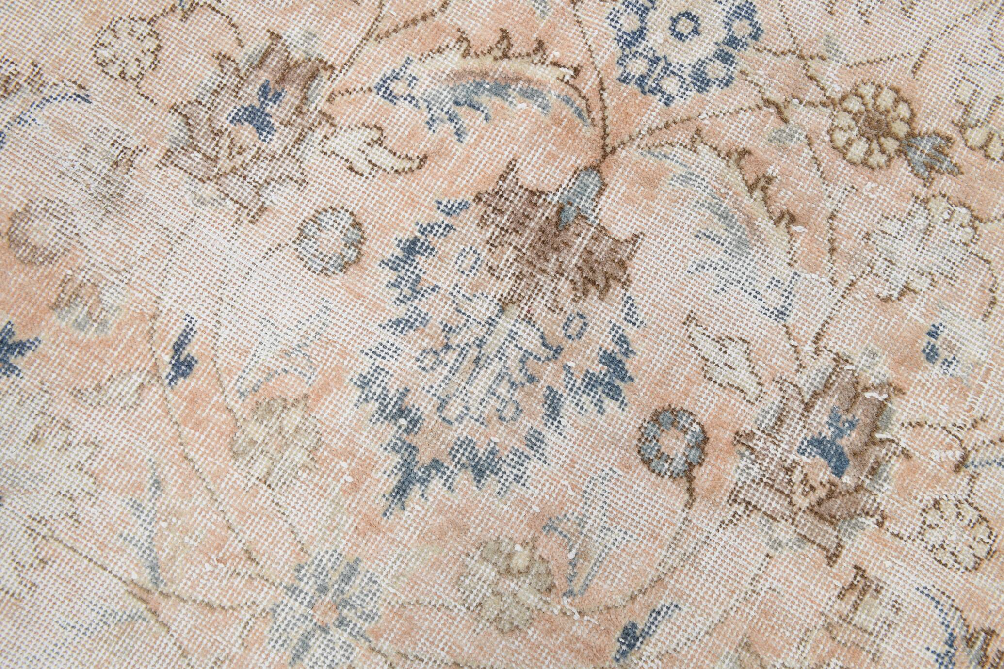 4x7 Tan Beige & Blue Floral Vintage Rug, 138x206Cm