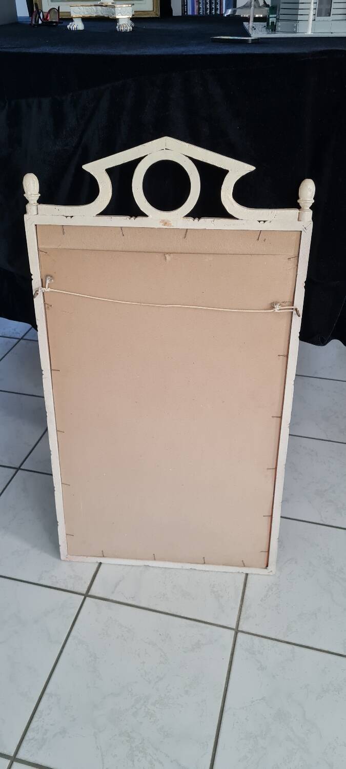 Vintage white faux bamboo mirror