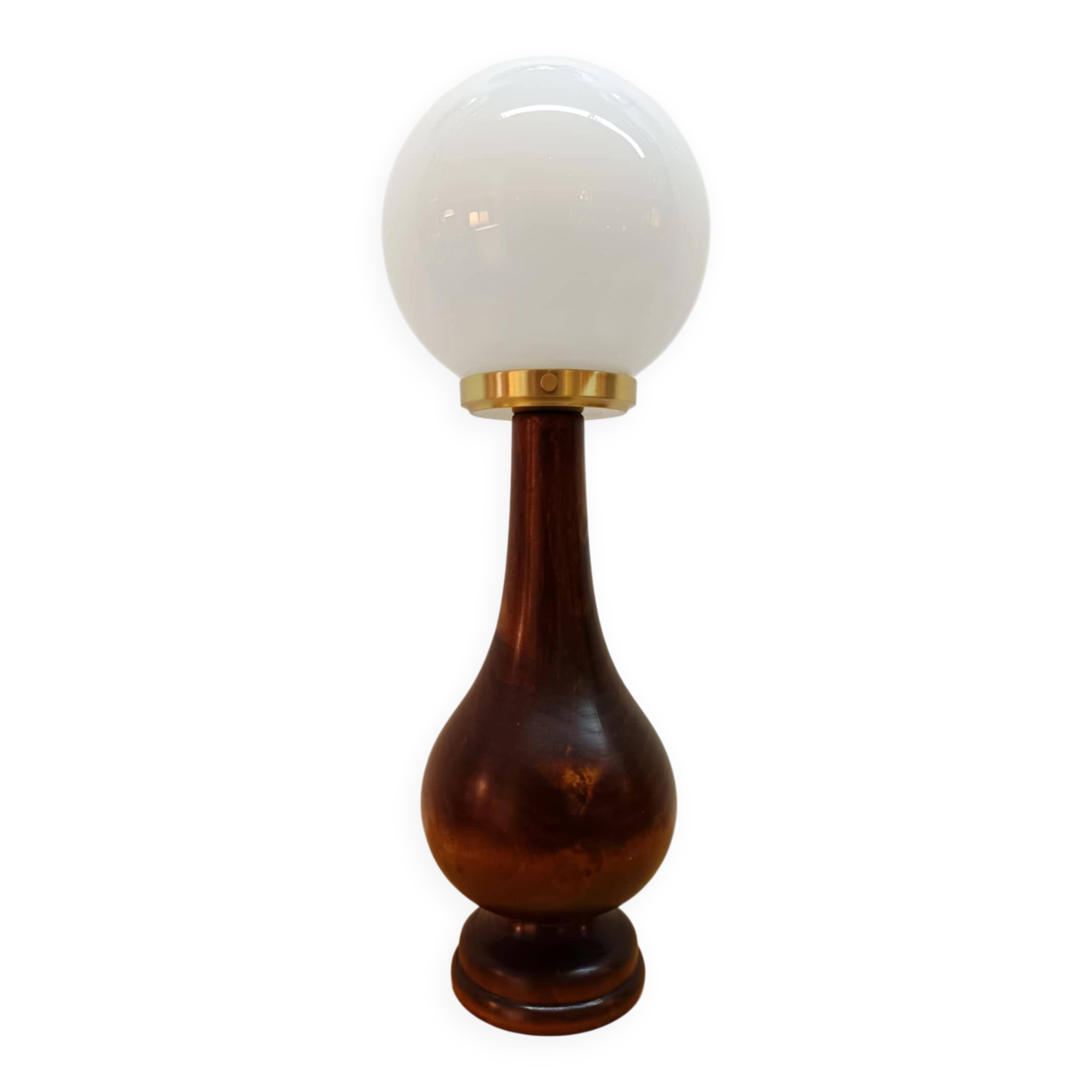 Art Deco lamp in wood and opaline glass