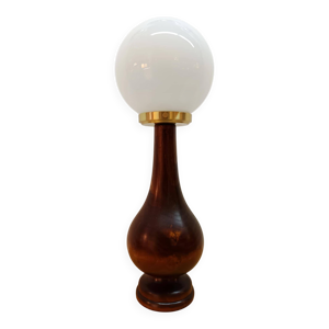 Lampe art déco bois - opaline