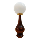 Art Deco lamp in wood and opaline glass