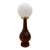 Art Deco lamp in wood and opaline glass