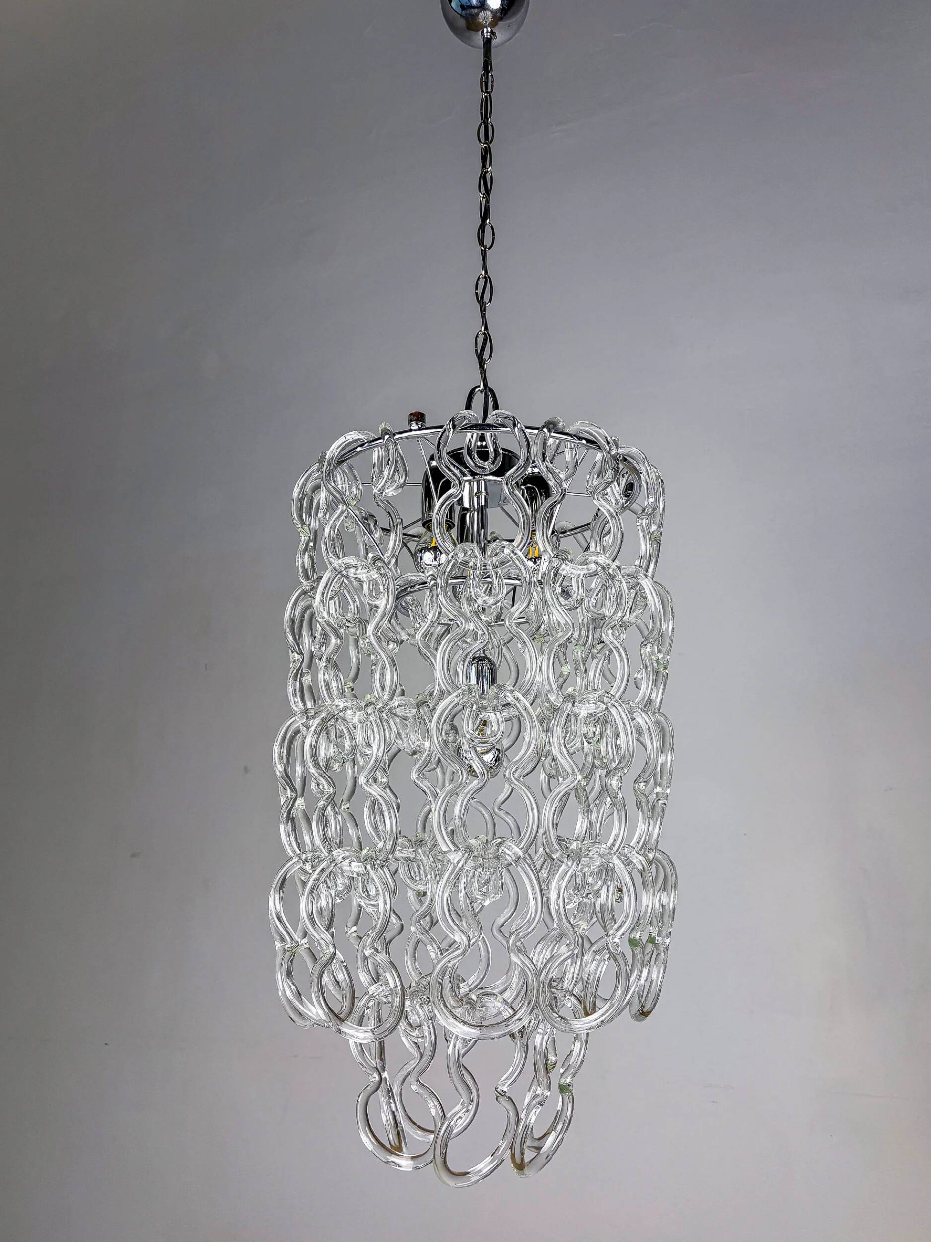 Giogali chandelier by Angelo Mangiarotti for Vistosi, Murano glass, Italy 1960s