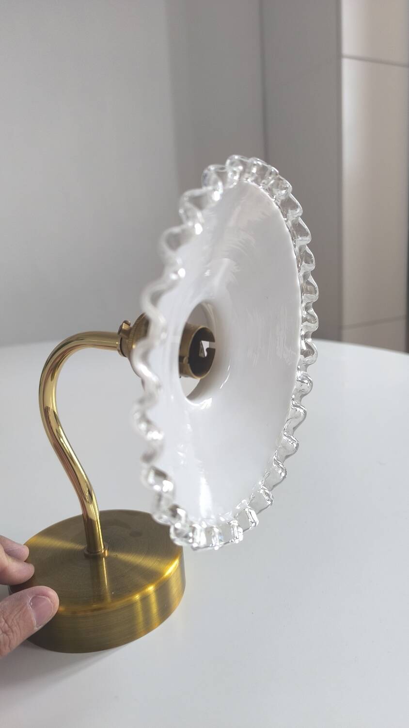 Wall lamp in gilded brass and mini opaline 1930