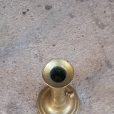 Set of two old brass candle holders