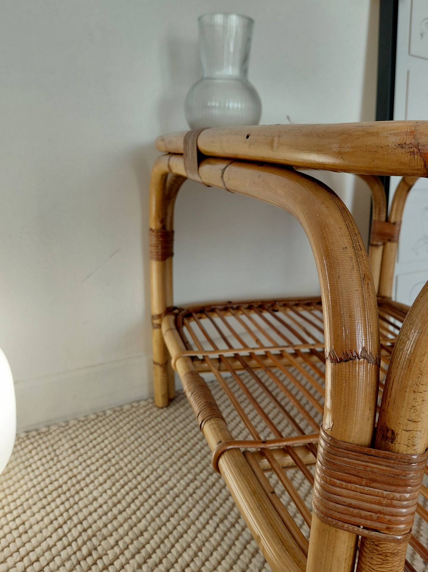 Vintage rattan coffee table from the 70s - organic lines, Riviera spirit.