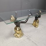 Table basse vintage en laiton Blackamoor, années 1970