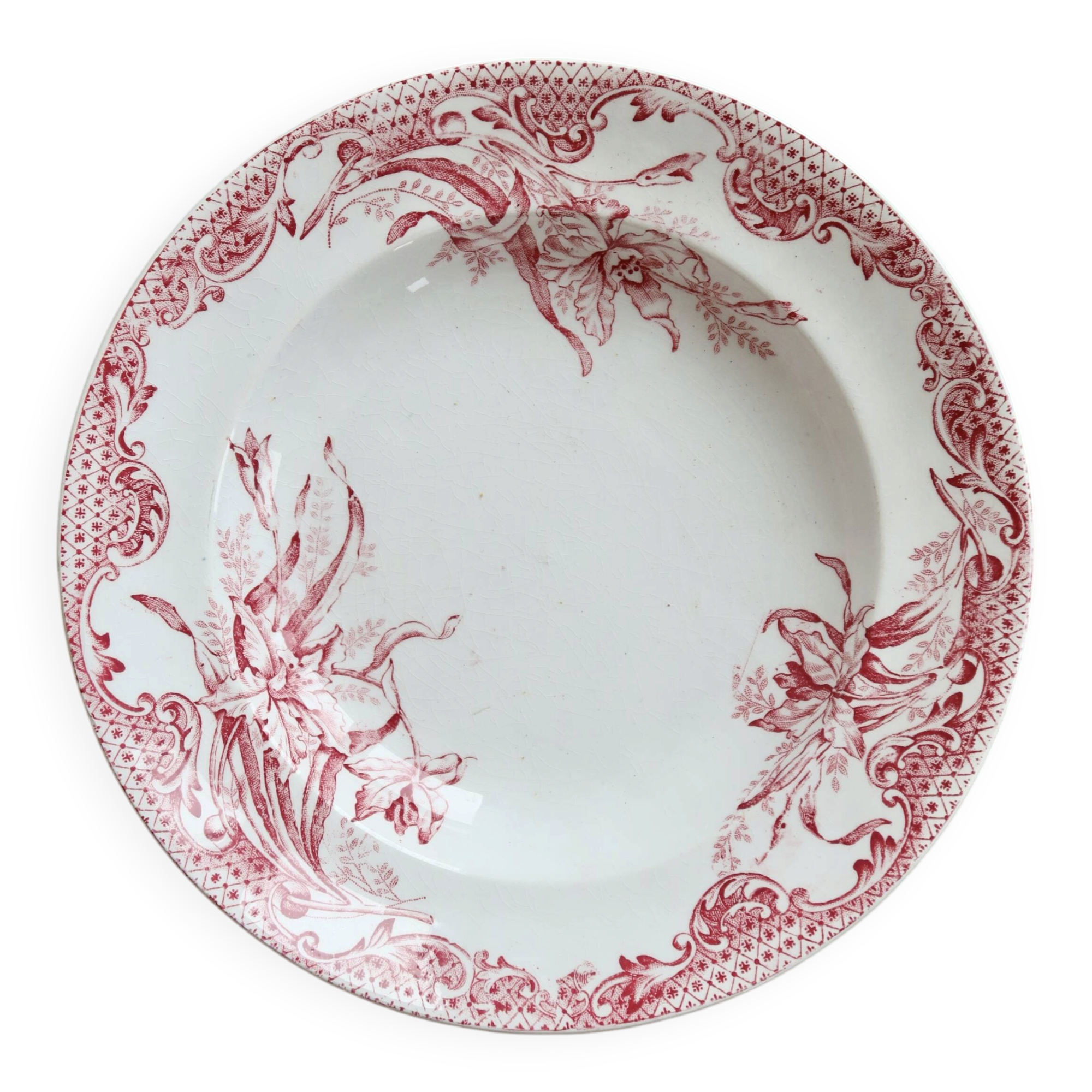 Assiette creuse terre de fer rouge Saint Amandinoise modèle iris