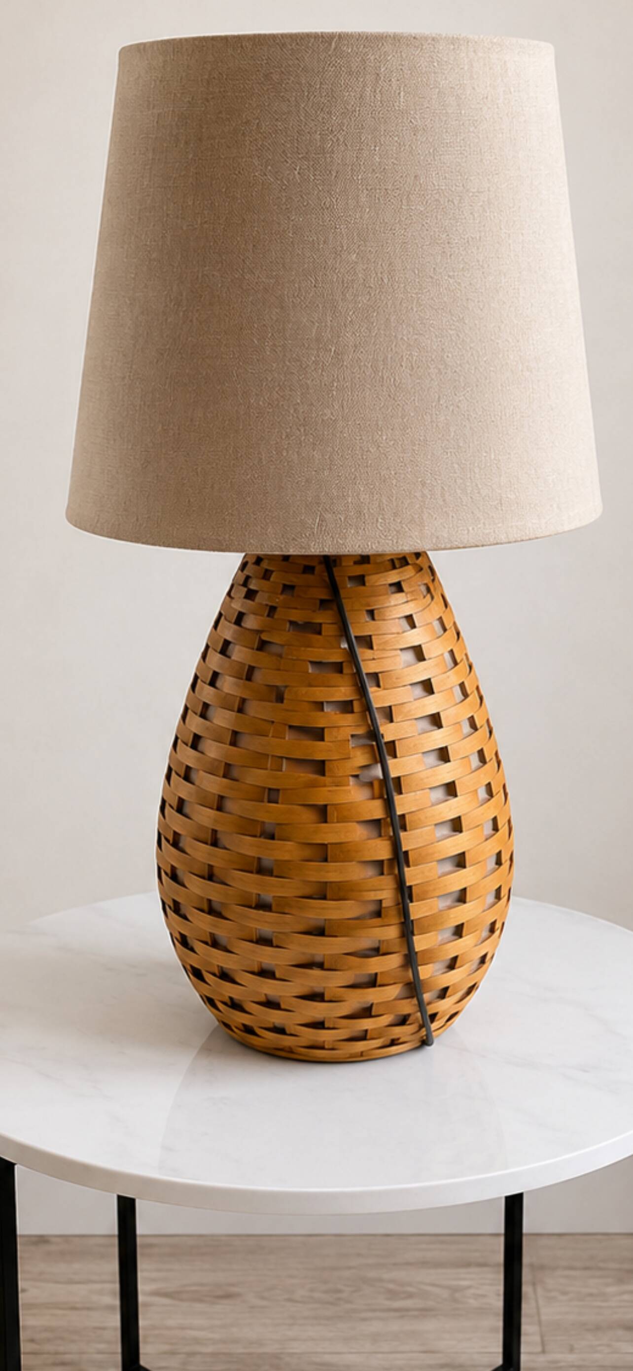 Large wooden honeycomb floor lamp