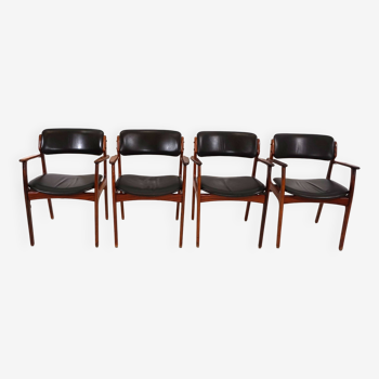 Erik Buck set of 4 OD 50 rosewood dining chairs for OD Mobler