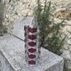 Transparent glass vase and burgundy design and vintage 1970