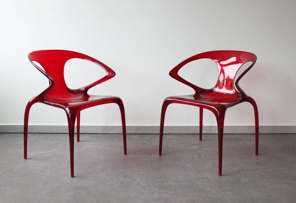 Paire de chaises ava par song wen zhong pour roche bobois, xxème.