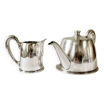 White metal teapot and creamer, Félix Frères Toulouse