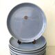Set de 10 assiettes plates en grès bleu lavande