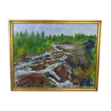 Oil Painting Painted on Canvas with Green and Brown Shades by Sixten Wiklund