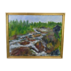 Peinture à l’huile peinte sur toile avec des nuances vertes et brunes par Sixten Wiklund