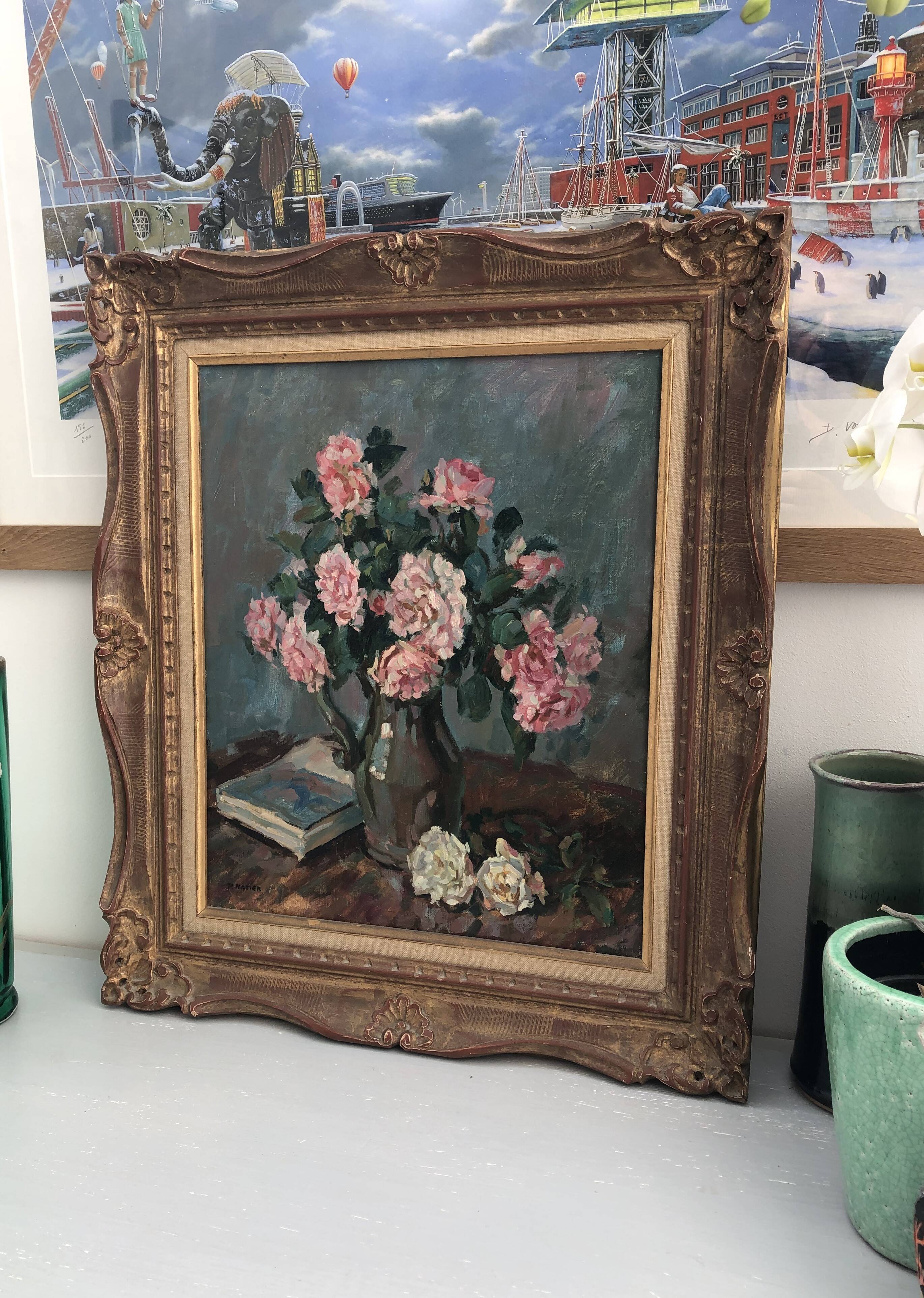 Still life bouquet of flowers oil painting