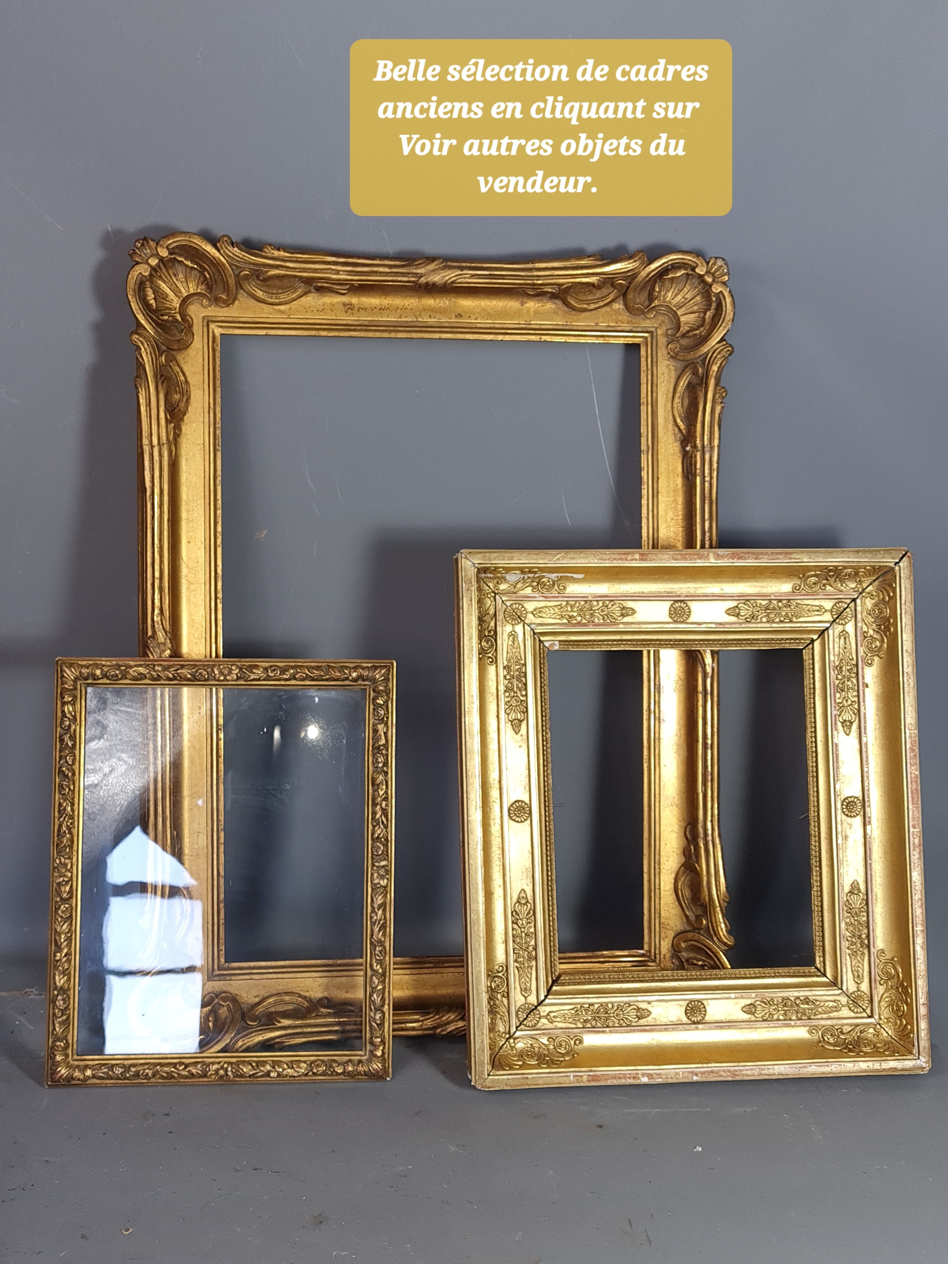 Frame hollow edges gilded wood gold leaf 28.5x22.5 foliage 23.9x18 cm sb