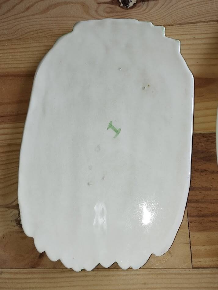 Vintage Vallauris asparagus dish in barbotine ceramic – 1950s
