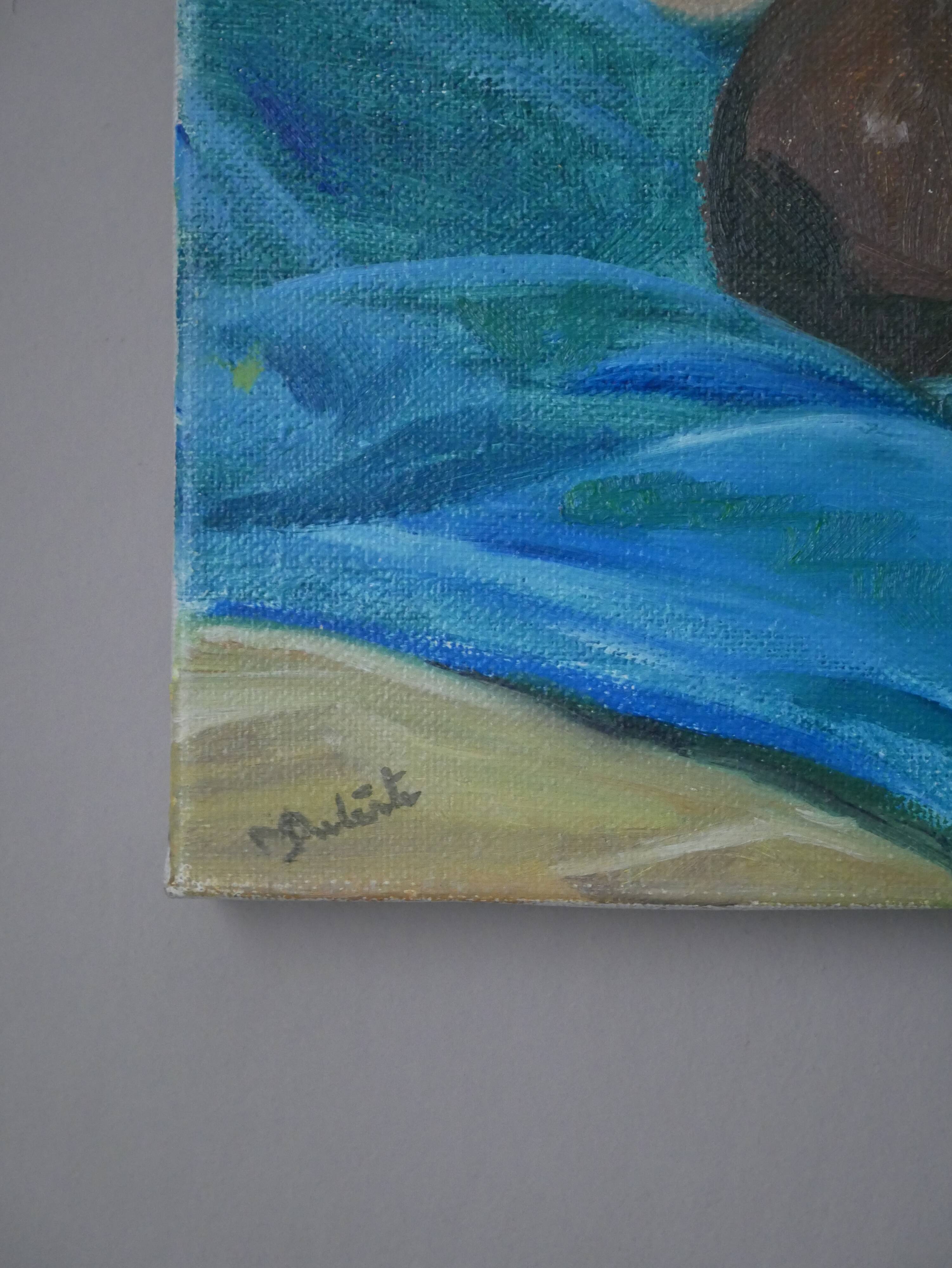 Contemporary acrylic painting on canvas still life countryside decoration