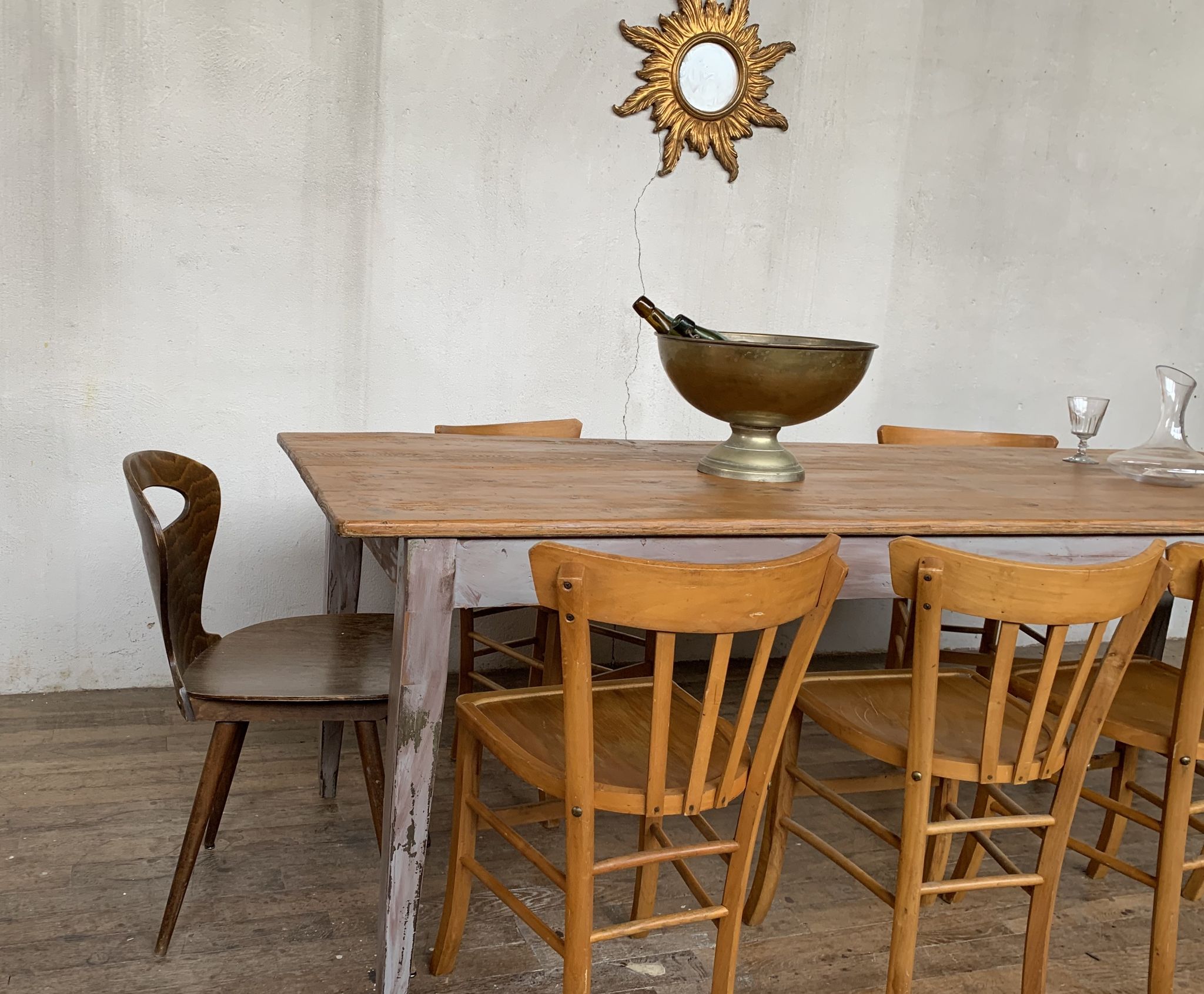 Table de ferme fin XIXème en chêne et sapin