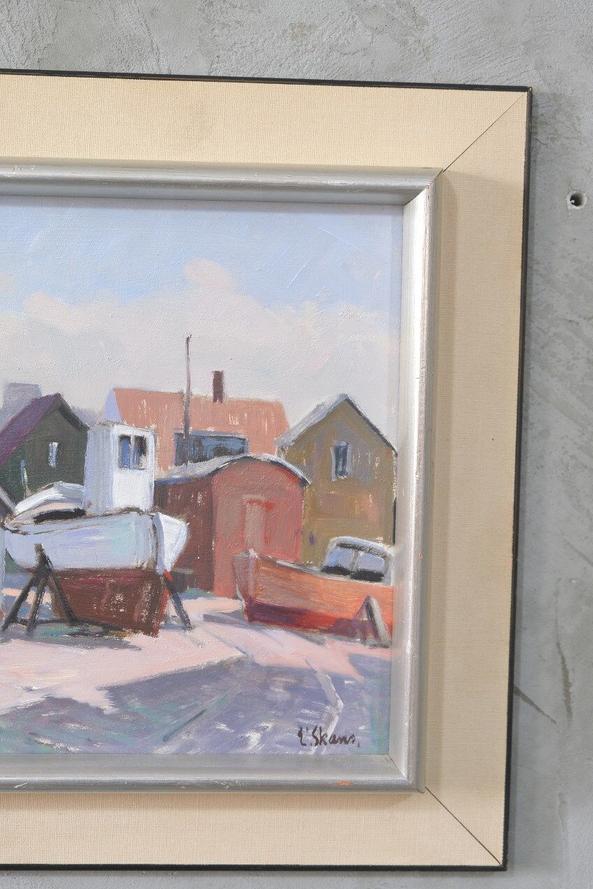 Eskil Skans, Composition suédoise, 1960, huile sur panneau, encadré