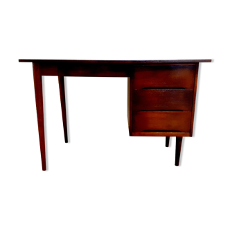 Bureau vintage en bois foncé années 50 60