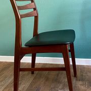 Pair of beech chairs with black skai trim Faldsled, Denmark 1970