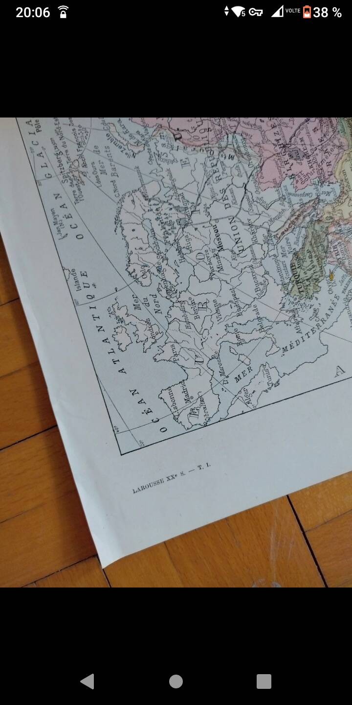 Old geographical map of Asia Larousse